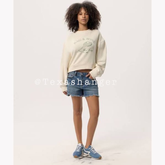 NWT Rag and Bone RB Raquet Sweatshirt M Medium Ivory - Picture 7 of 14